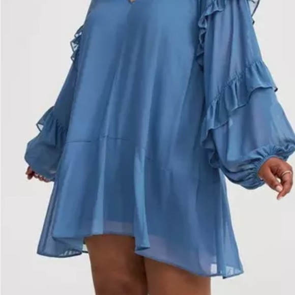Torrid Blue Ruffled Bishop Sleeve Sundress - Picture 3 of 5